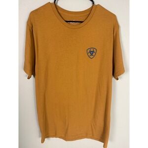 Ariat Mustard Graphic Logo T-Shirt Men's Western Cowboy Rodeo Casual Tee